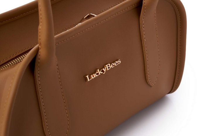 Lucky Bees Amelia Bolsa de Hombro Mustard en Cuero de Polivinilo Elegante y Duradera